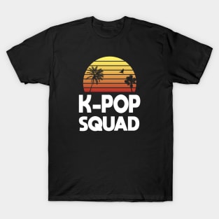 K-Pop Squad with palm trees and sunset, Kpop T-Shirt